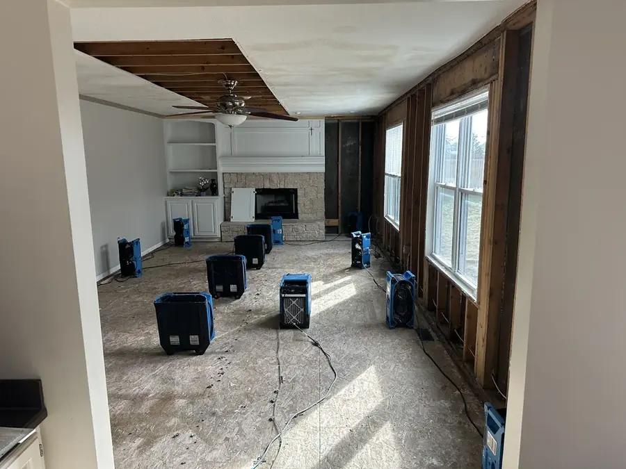 A room prepared for structural drying in a Williamstown, NJ home
