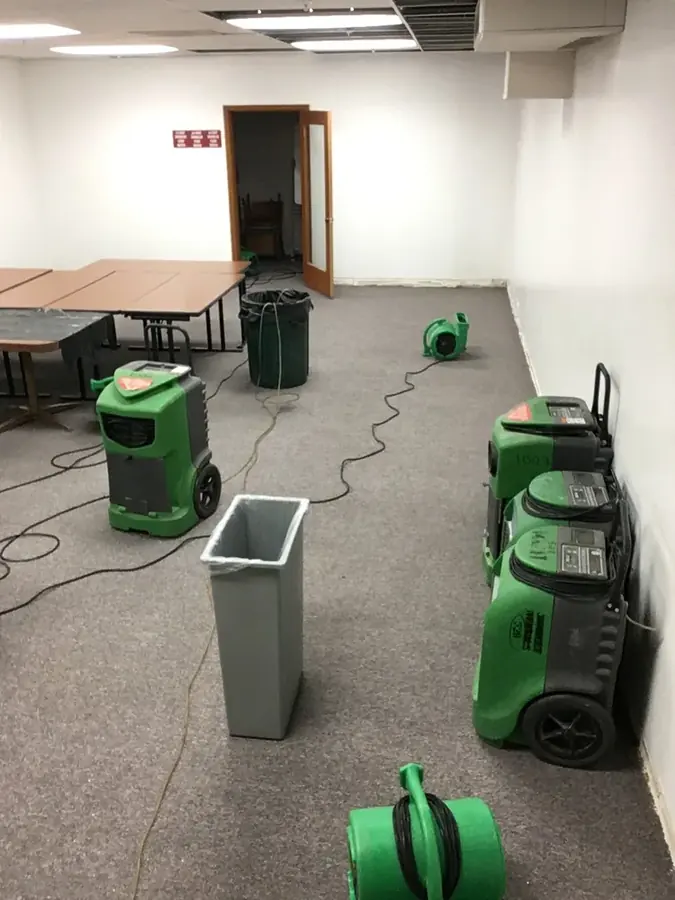 Flooring cleared for drying in a Williamstown, NJ home
